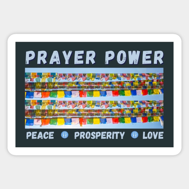 Prayer Power Prayer flags english Sticker by Rebecca Abraxas - Brilliant Possibili Tees